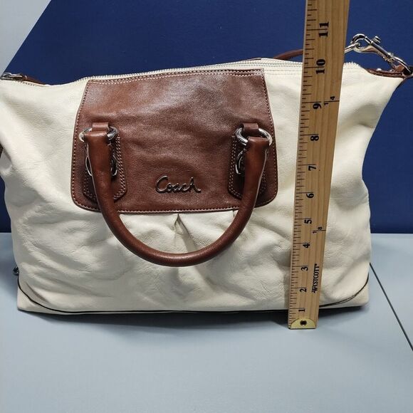 Coach New York Satchel Large Purse Women's Brown‎ Cream Leather D1149-F15447 - Picture 10 of 16